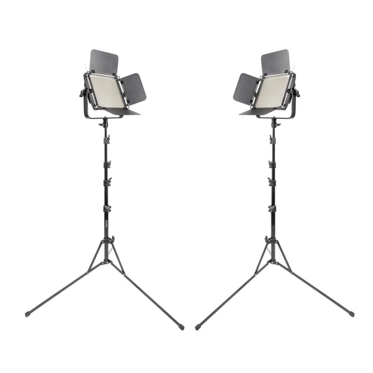 LECO 500S II Daylight Balanced LED Video Light Twin Kit with Stands and Batteries