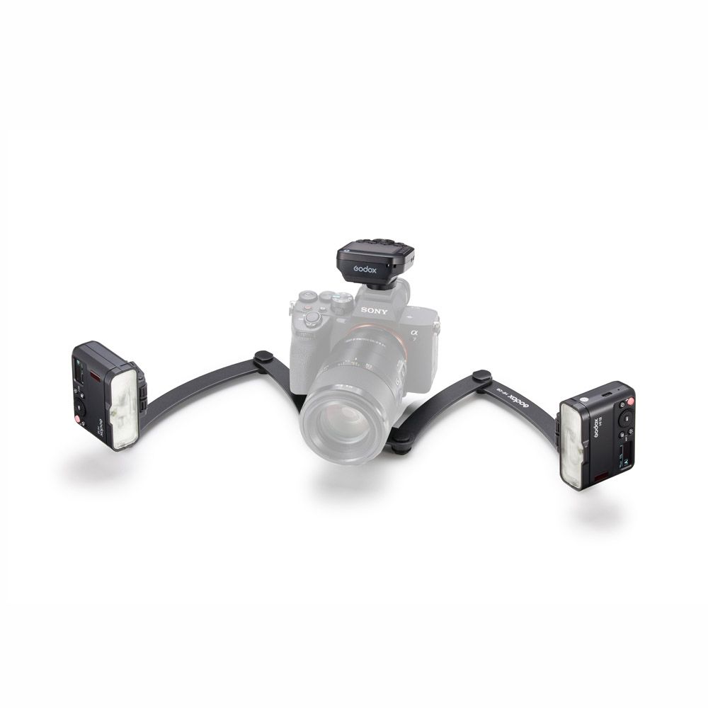 Godox MF12-DK2 Dental Macro Flash Kit for Sony Attached to Camera with bracket fully Extended