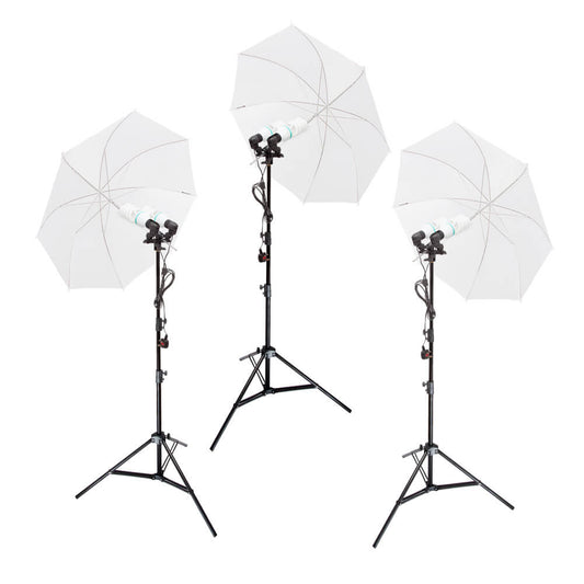DUOLiTE E27 Continuous Lighting Studio Triple Kit with Umbrella