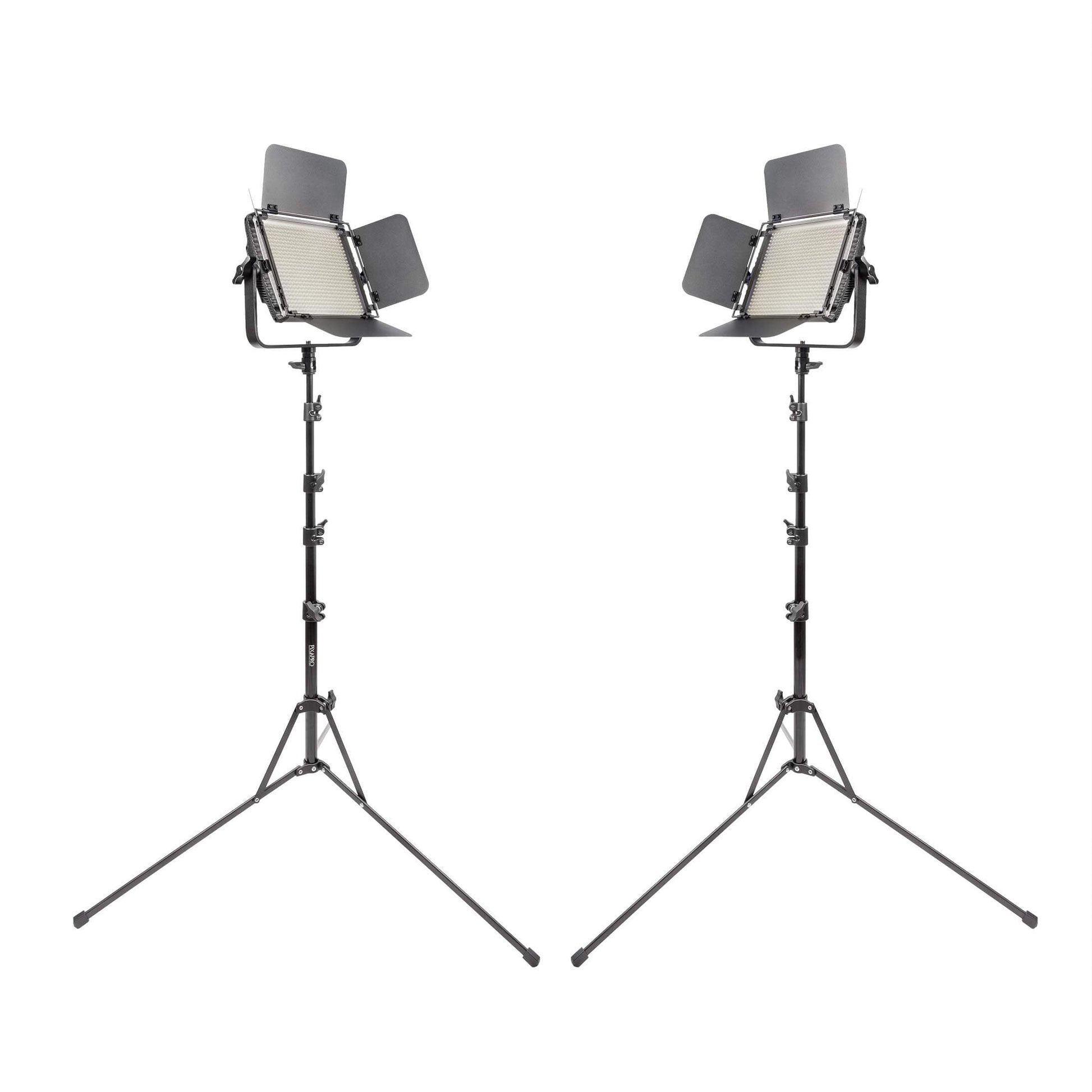 LECO 500S II Daylight Balanced LED Video Light Twin Kit with Stands and Batteries