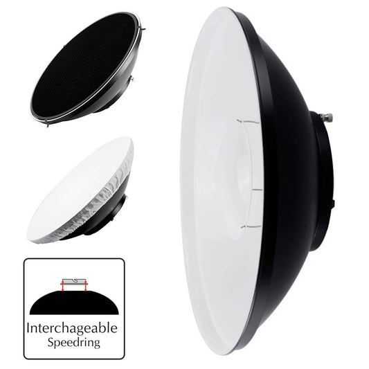 16.5" White Interior Beauty Dish Reflector + Grid By PixaPro 