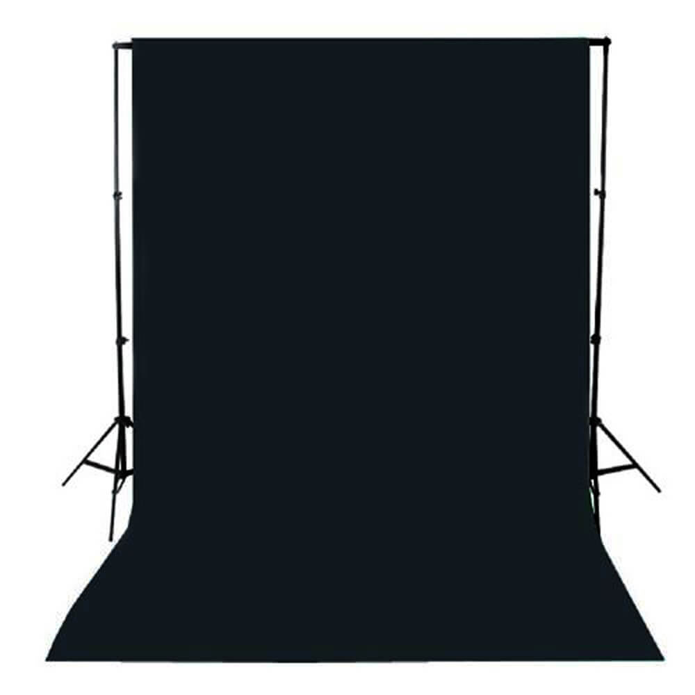  3x6m Black Muslin Studio Backdrop & Telescopic Support Stand Kit 