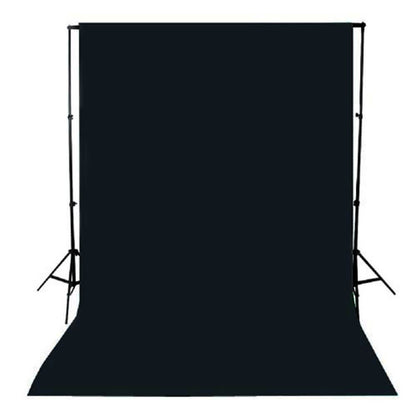  3x6m Black Muslin Studio Backdrop & Telescopic Support Stand Kit 