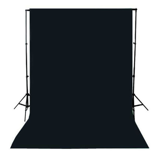  3x6m Black Muslin Studio Backdrop & Telescopic Support Stand Kit 