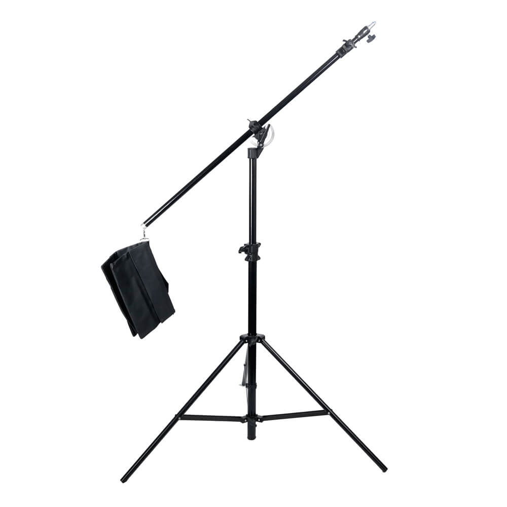 Heavy Duty Compact 2-in-1 Reclined Boom Stand By PixaPro 