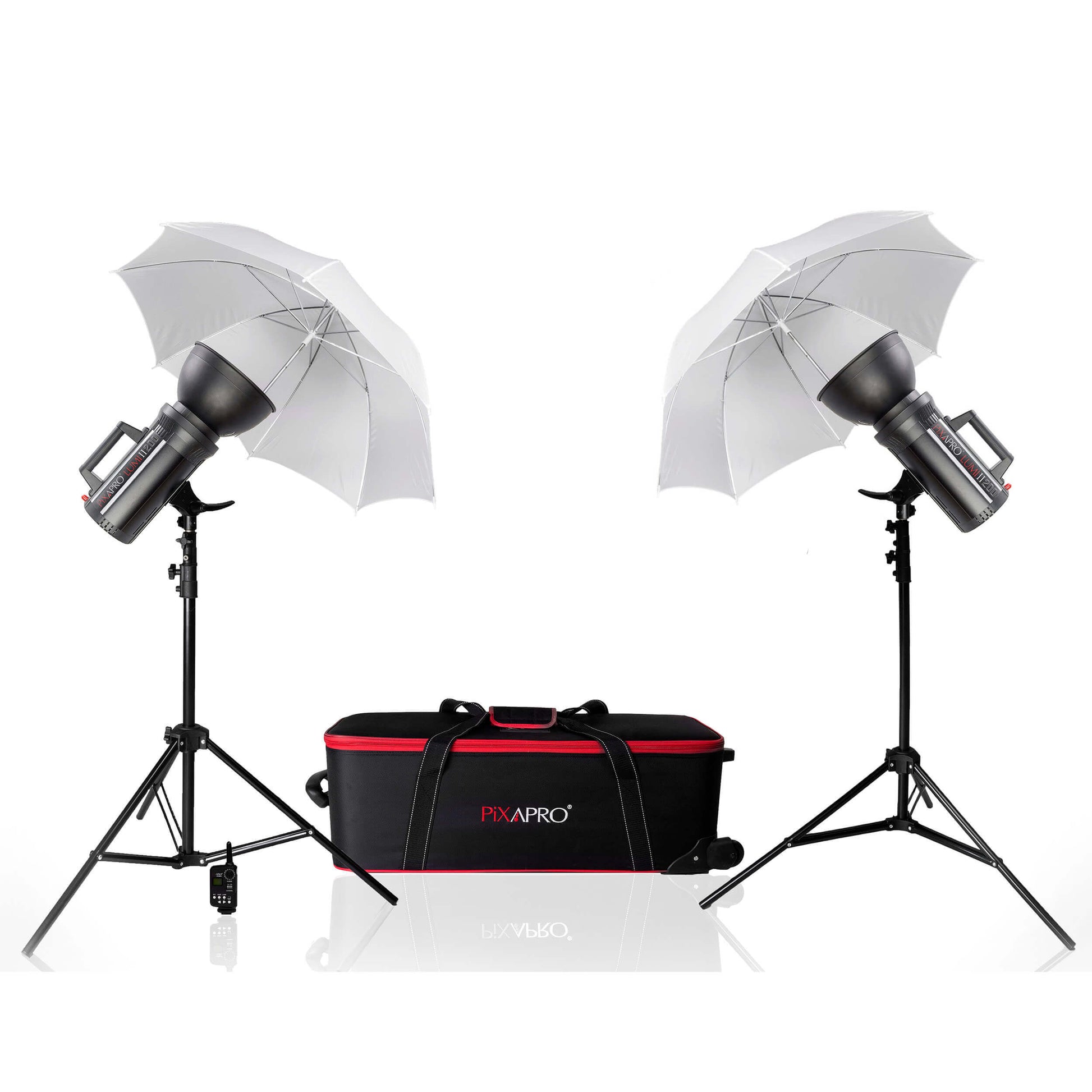 LUMI200 Twin Photography Studio Flash Light Mount Umbrella Kit