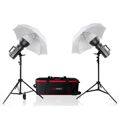 LUMI200 Twin Photography Studio Flash Light Mount Umbrella Kit