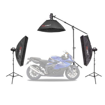 LUMI400II Three-Head Portable Flash Photography Lighting Kit 