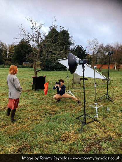 Image Taken Using Butterfly Overhead Diffusor with Light Stands 