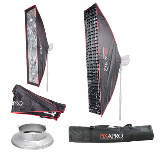 PixaPro 30x140cm Quick Setup Strip Softbox with 4cm Grid