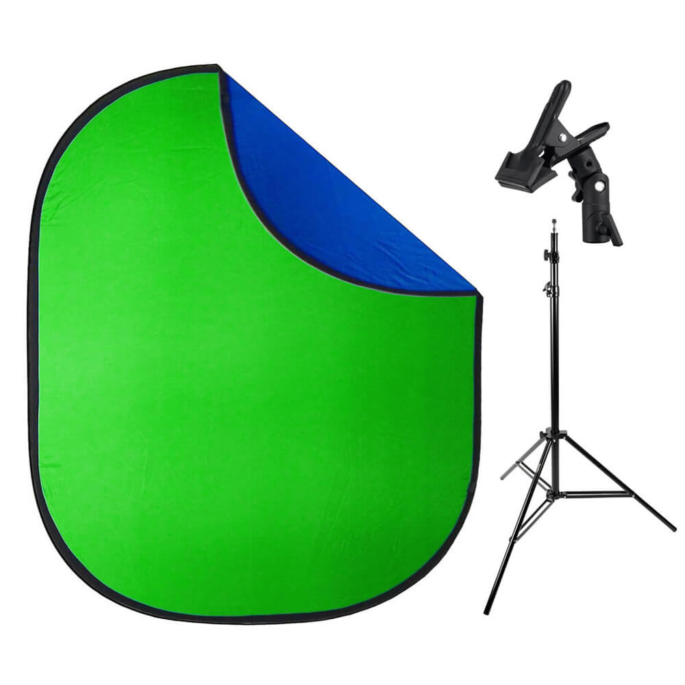 3pcs Dual Frame Chroma Green/Blue Background Stand, Clamp