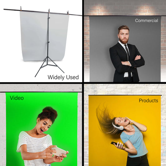 2x1.8m T-Bar Photography Backdrop Studio Stand with 3x Clamps By PixaPro 