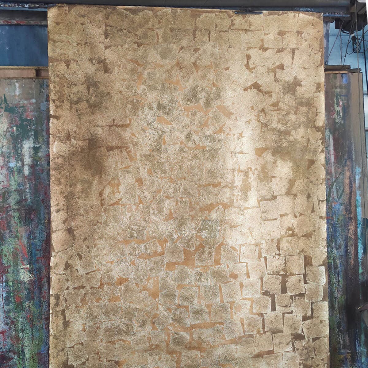 (HP-NS) 2x3m Gold Crack Textured DIY Hand-Painted Canvas Background