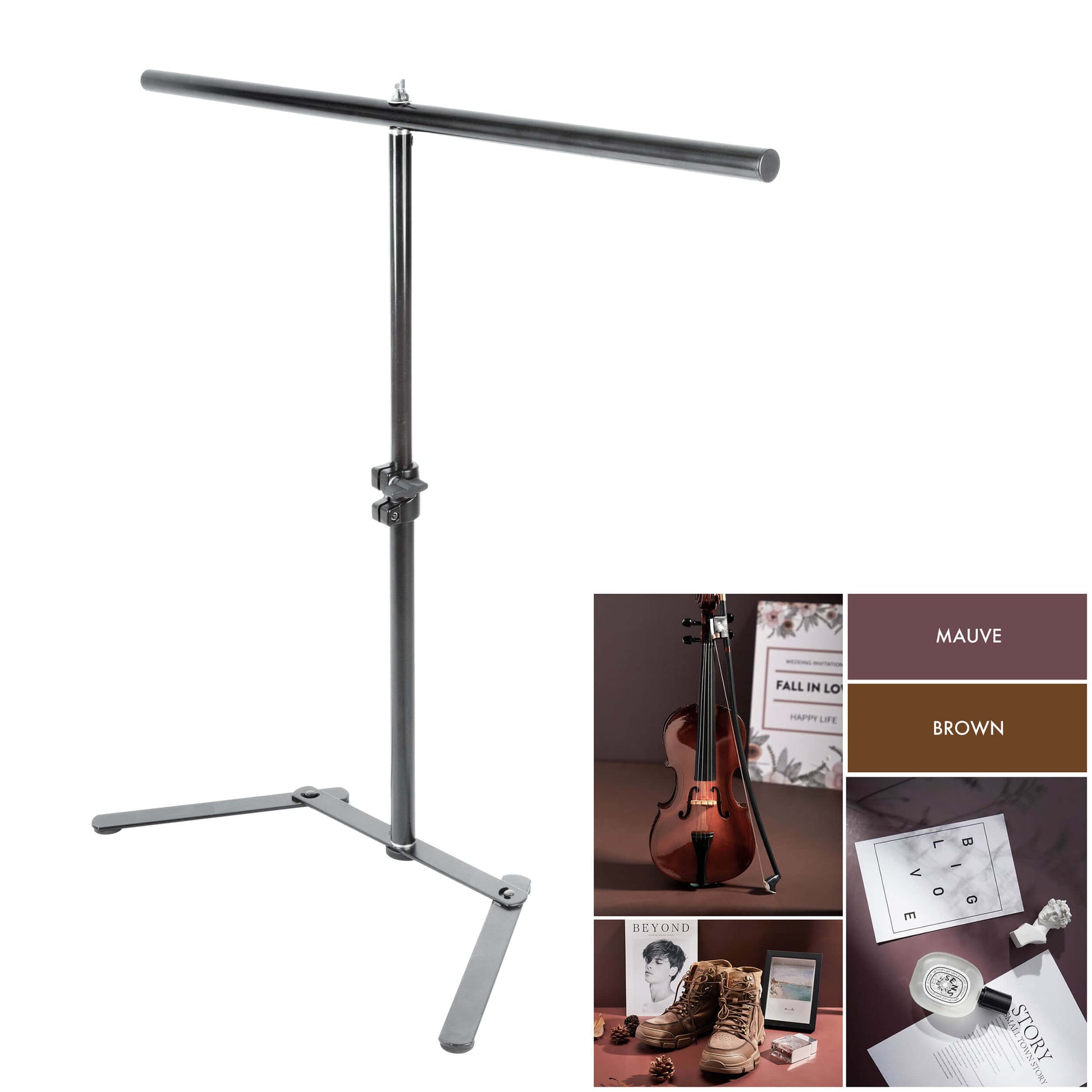 Hard-Wearing Dual-Sided Paper Background with Stand (Brown & Mauve)
