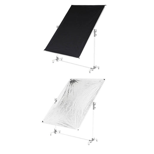 150x200cm (59"x78.7") Black/Silver Photography Studio Scrim Diffuser with Stand