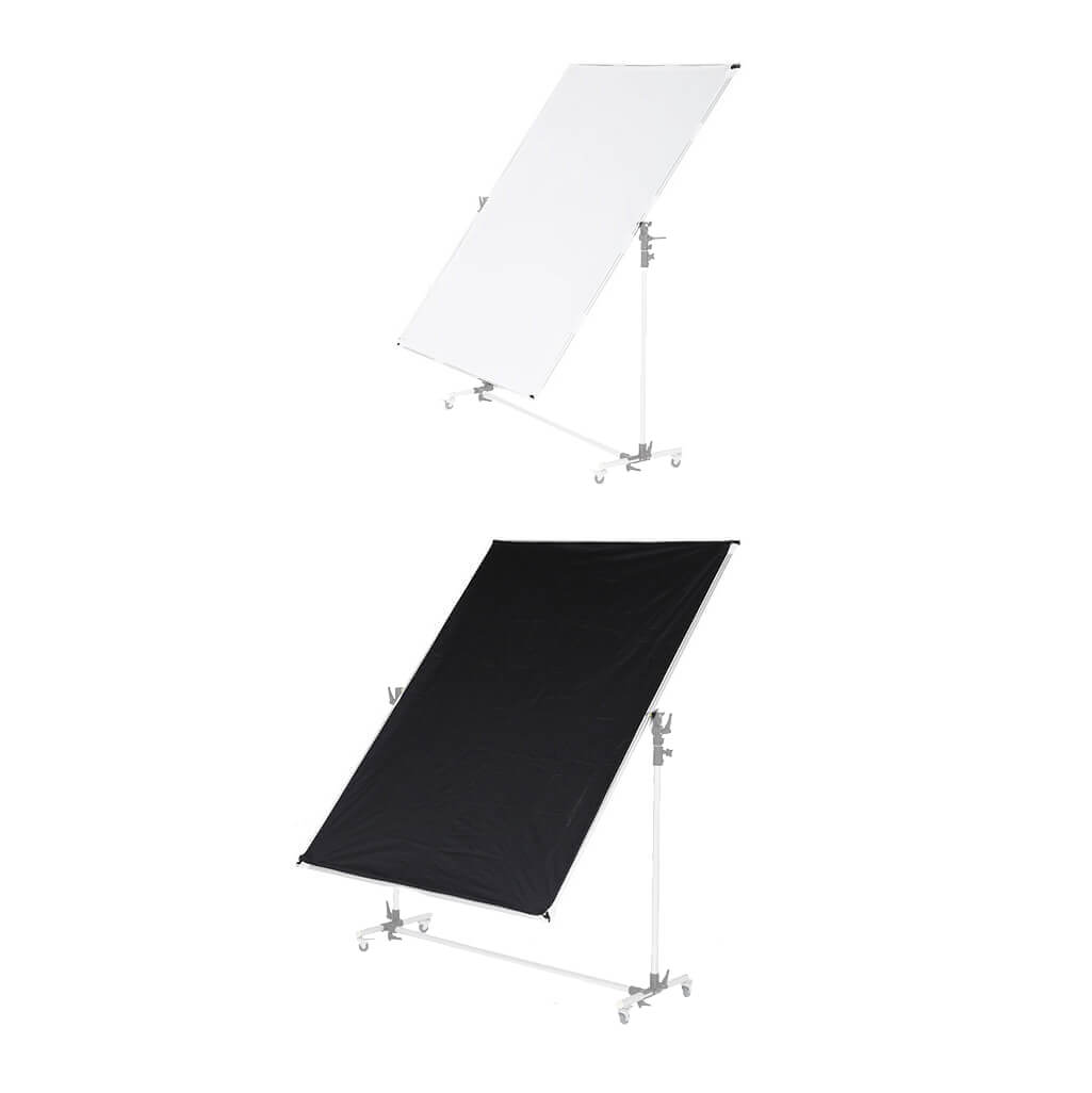 150x200cm (59"x78.7") Black/White Scrim Light Diffuser with Stand & Wheels 