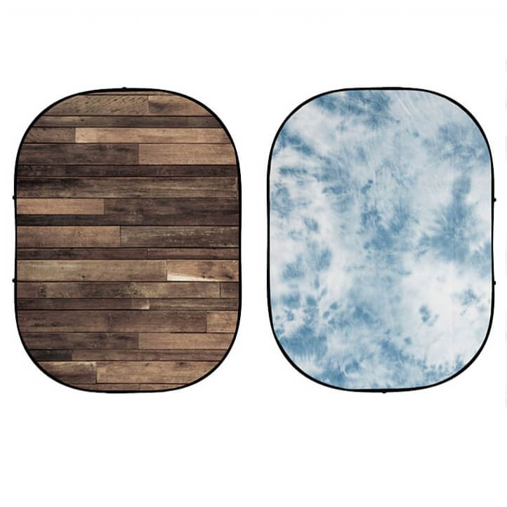 Wood Floor/Blue Sky Collapsible Photo Background Screen