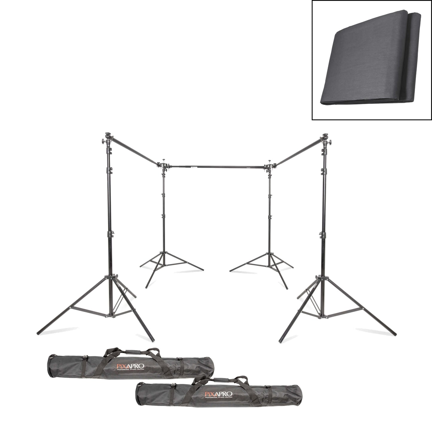 100% Grey Muslin Background Photography with Triple Stand Kit