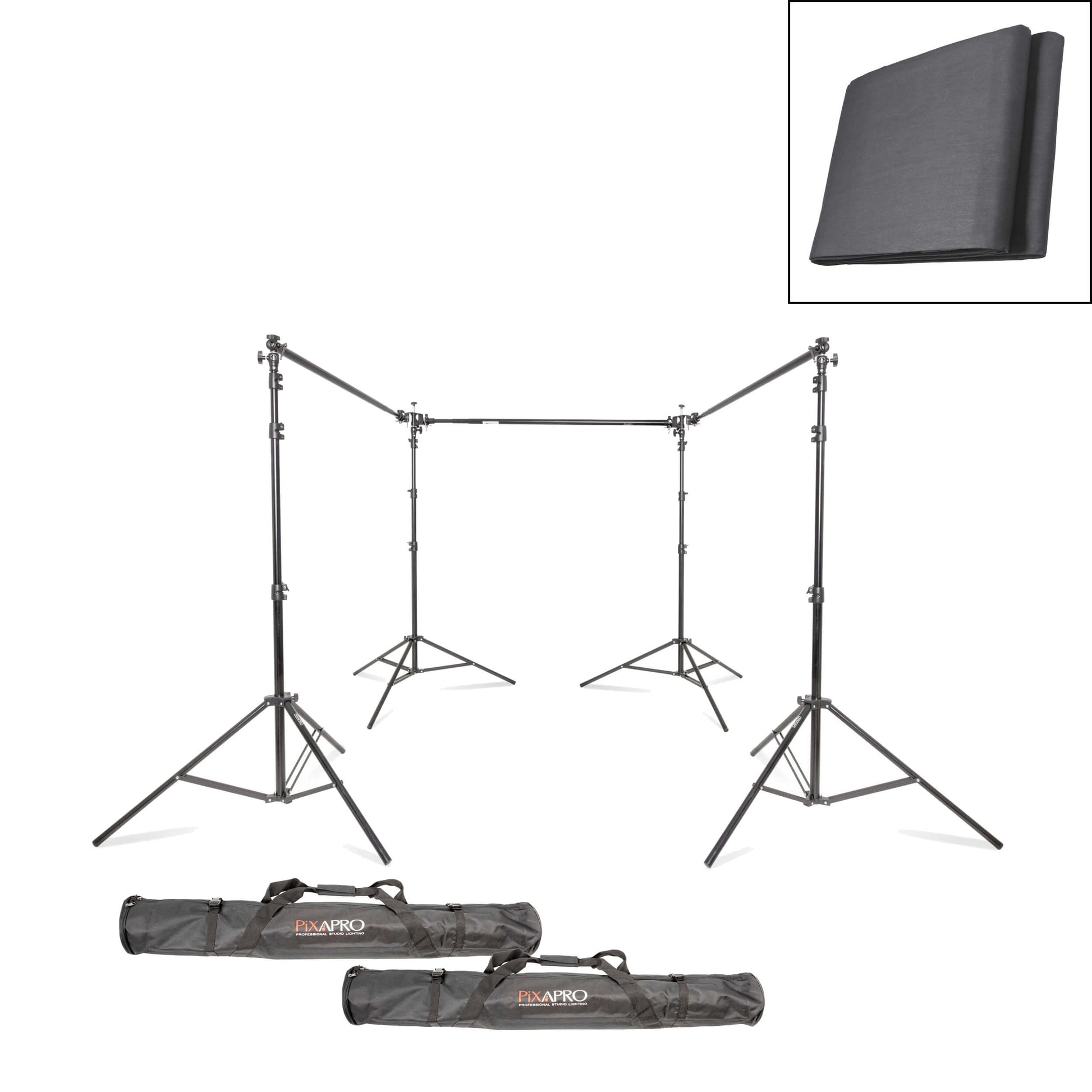 100% Grey Muslin Background Photography with Triple Stand Kit