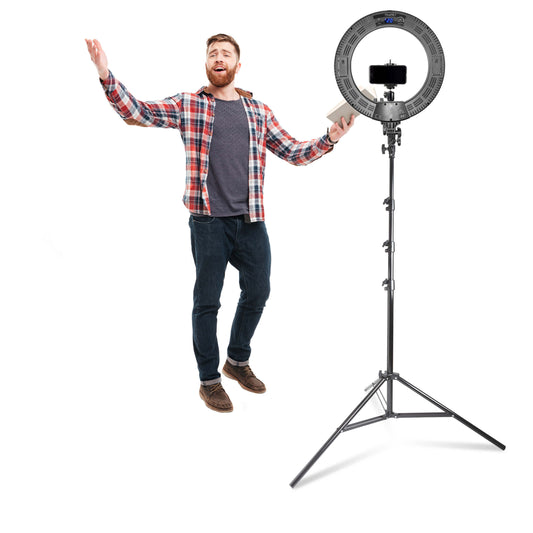 RICO240B MKII Large LED Ring Light Stand and Phone Holder Kit 