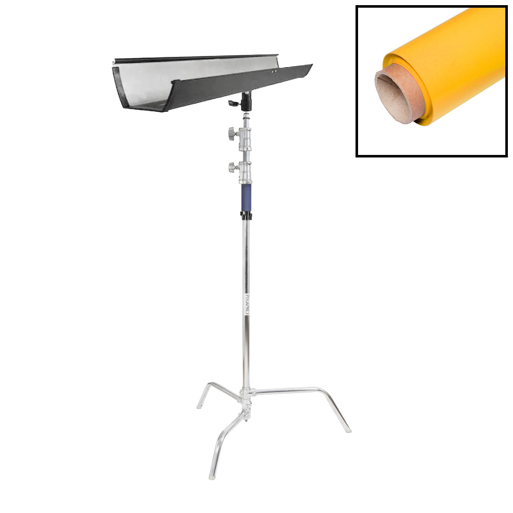 1.35x10m Paper Background with T-Bone Bracket & C-Stand (Yellow)