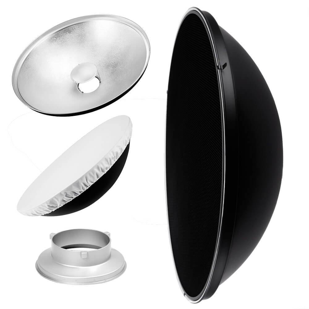 27.5" Photography Beauty Dish Reflector Silver & Grid For Bowens 