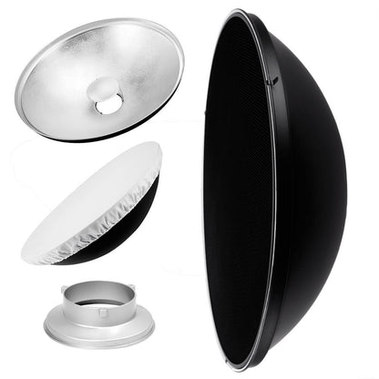 27.5" Photography Beauty Dish Reflector Silver & Grid For Bowens 