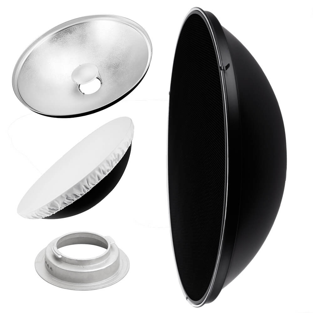 27.5" Photography Beauty Dish Reflector Silver & Grid For Broncolor (Big)