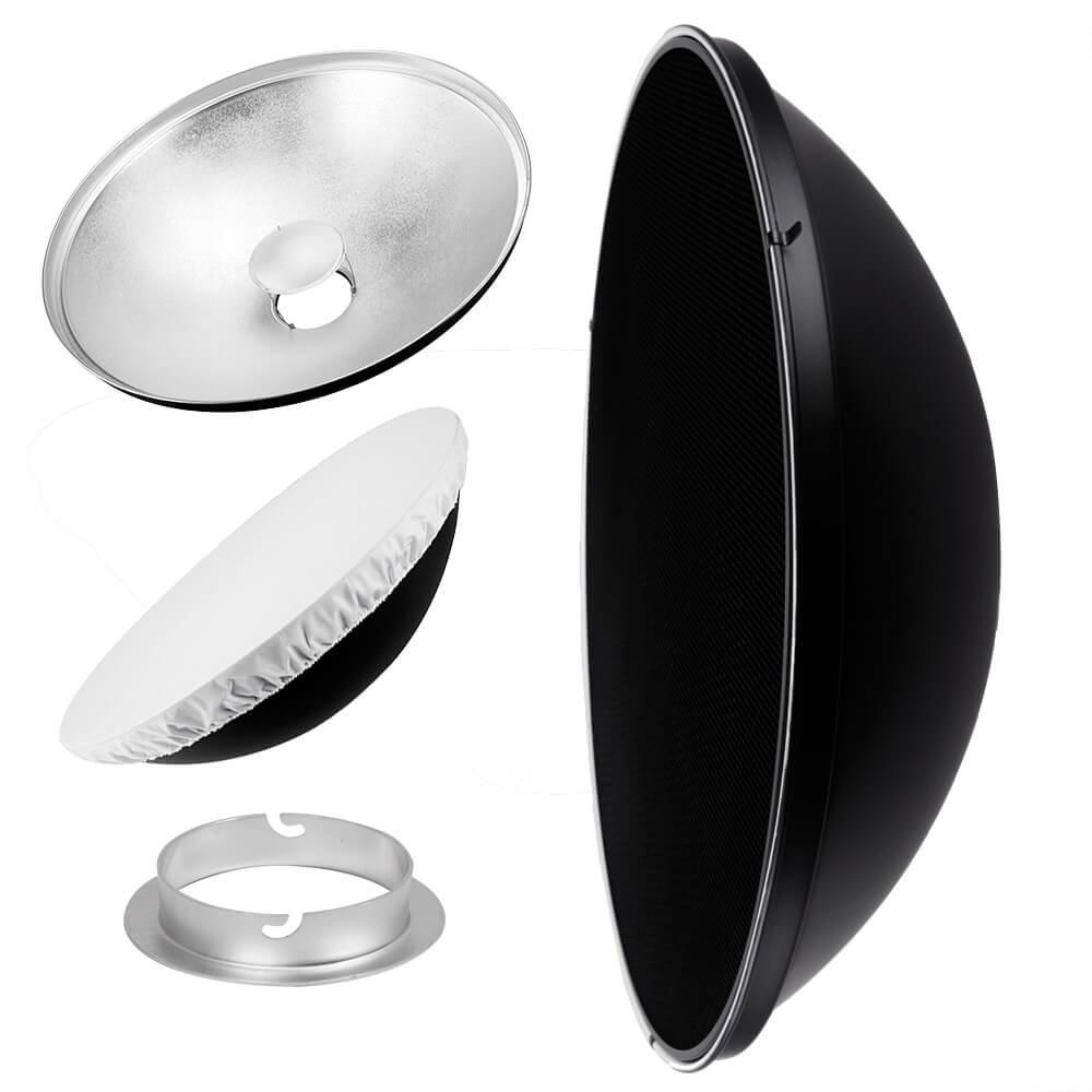 27.5" Photography Beauty Dish Reflector Silver & Grid For Elinchrom 