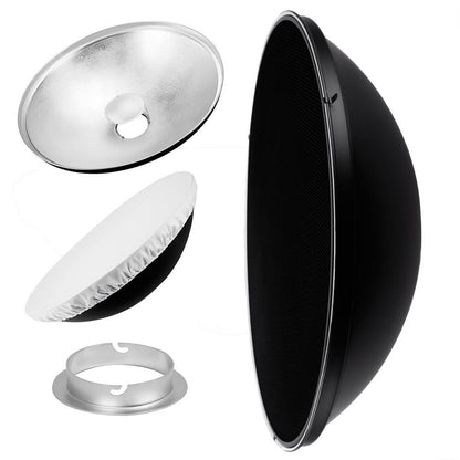 27.5" Photography Beauty Dish Reflector Silver & Grid For Elinchrom 