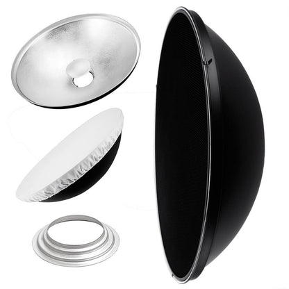 27.5" Photography Beauty Dish Reflector Silver & Grid For Hensel