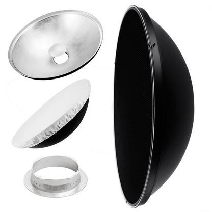 27.5" Photography Beauty Dish Reflector Silver & Grid For Multiblitz V-Type