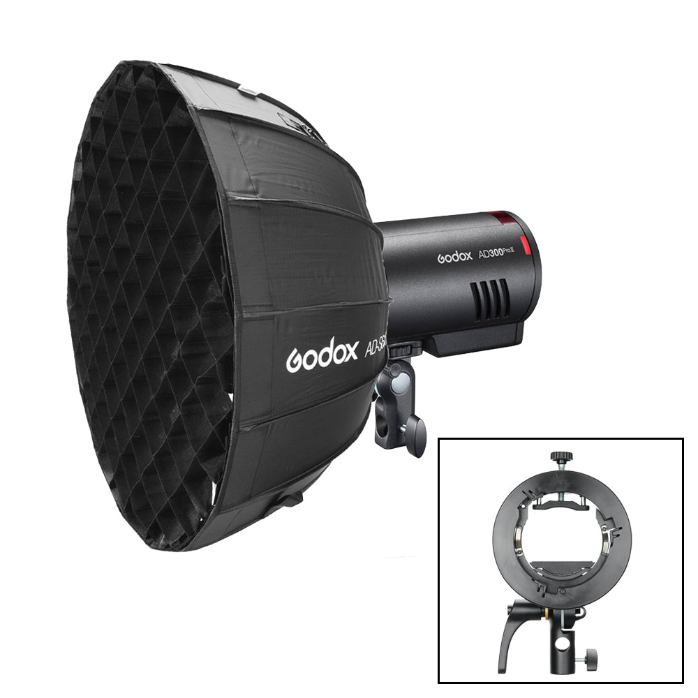 Godox AD300Pro II Portable Flash Kit with 65cm Parabolic Softbox & S2 Bracket