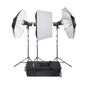 SK300II-V Triple Battery-Powered LED Studio Flashlights Setup