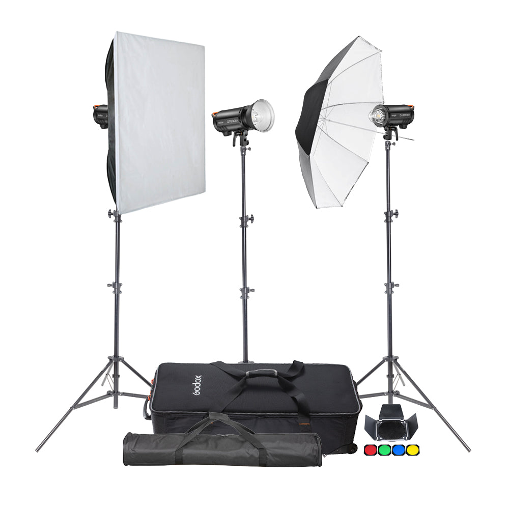 QT600IIIM Portable Triple Strobe Light Studio Photography Kit