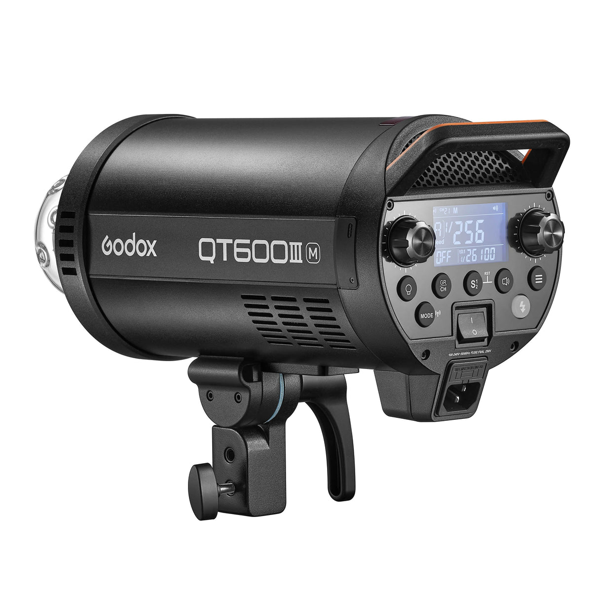 Godox QT600III 600W High-Speed Studio Flash Head with LED Modelling Lamp Rear View with Controls