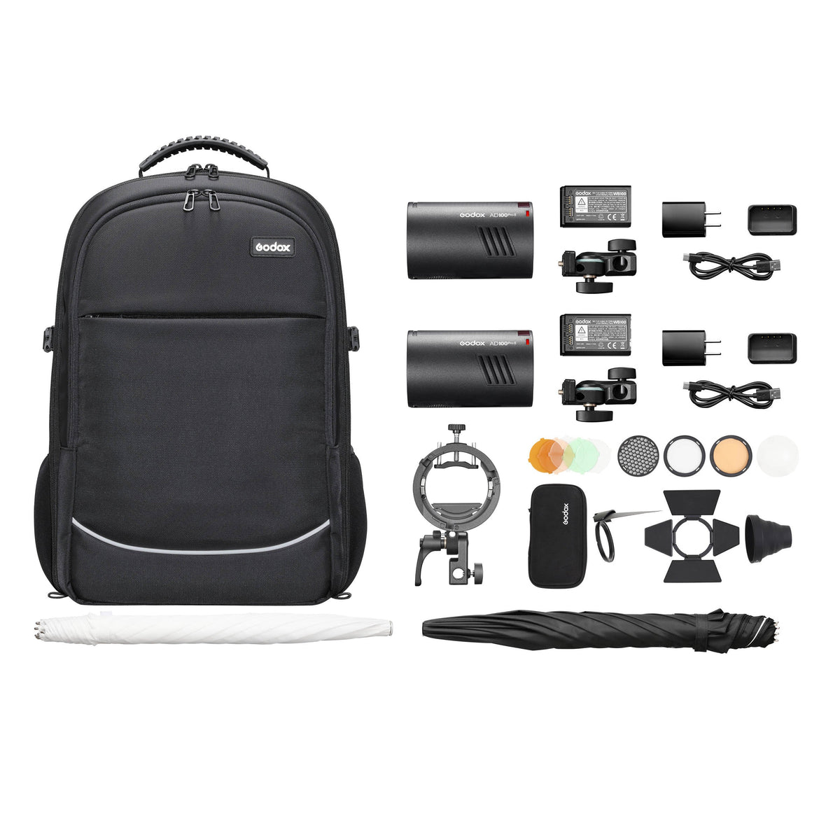 AD100PROII Dual Flash Strobe Portable Backpack Kit