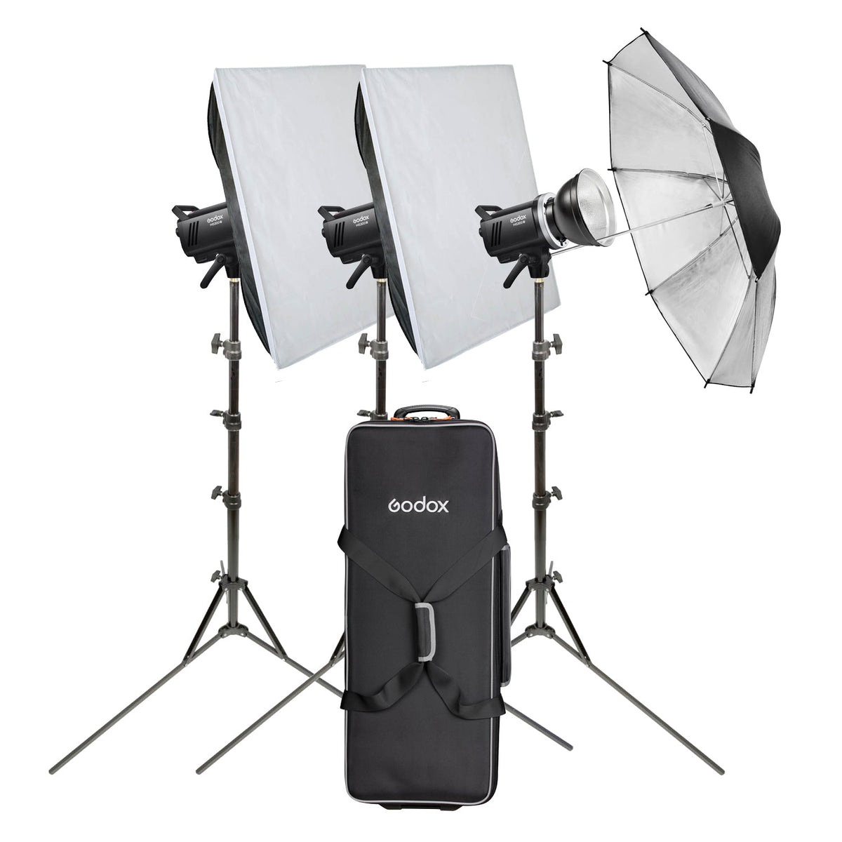 Godox MS200V Three-Head Studio Photography Lighting Kit