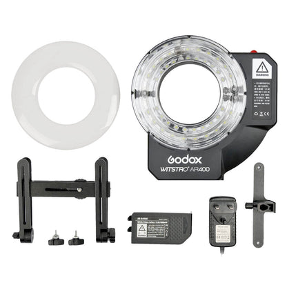Godox AR400 400Ws Battery-Powered Ring Flash Box Content