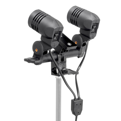 PiXAPRO DUOLiTE Twin E27 CFL Light Fixture with Umbrella slot (Three-Quarter Back View)