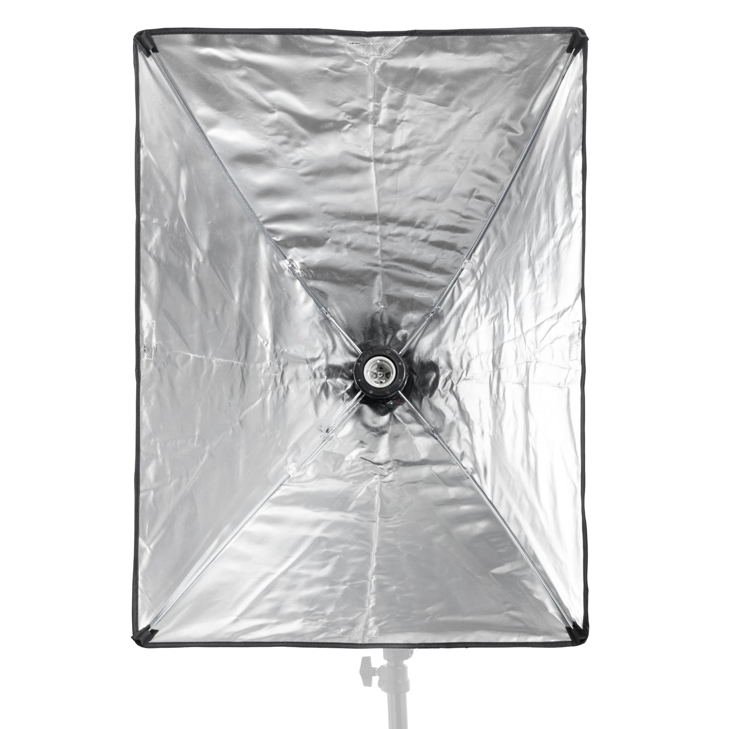 PiXAPRO Ezylite E27 Lamp Fixture with Built-in 50x70 Softbox without diffuser and without bulb (Front view)