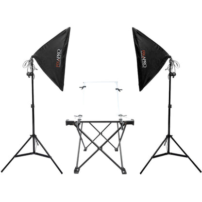 Ezylite 105W Twin Head Continuous Lighting & Product Table Studio Kit