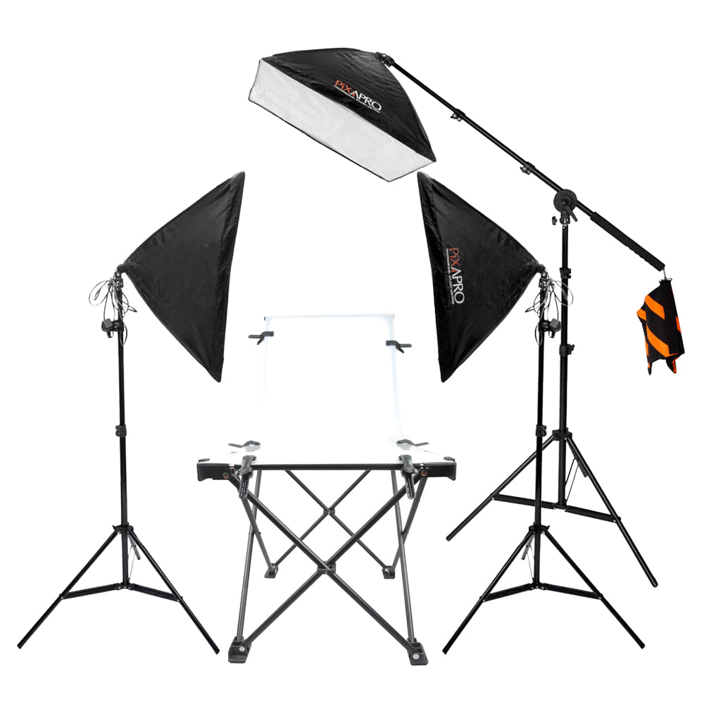 EzyLite 3-Head Continuous Lighting & Godox Foldable Shooting Table Kit