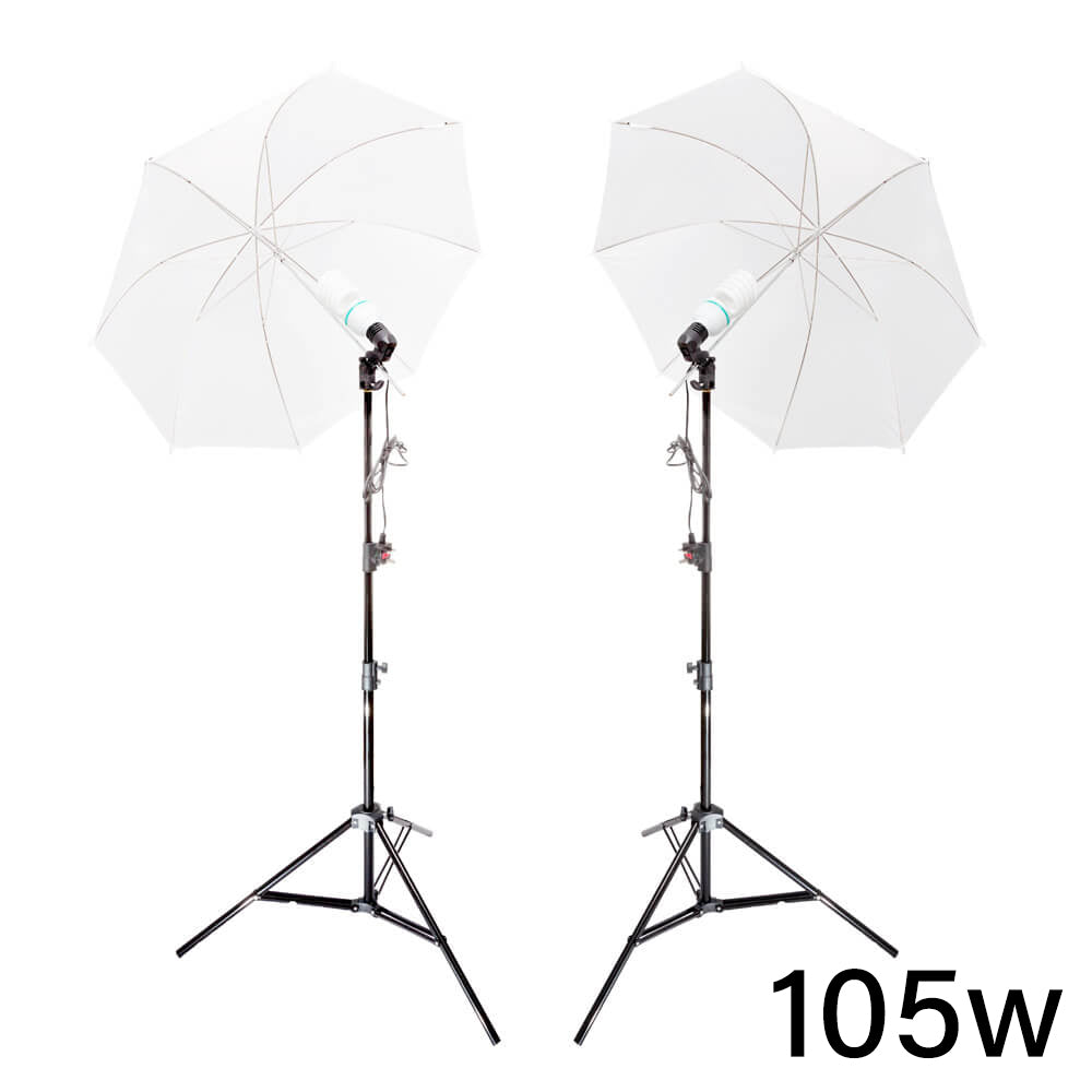 UNILiTE E27 Continuous Light with Umbrella Studio Setup Twin Kit 