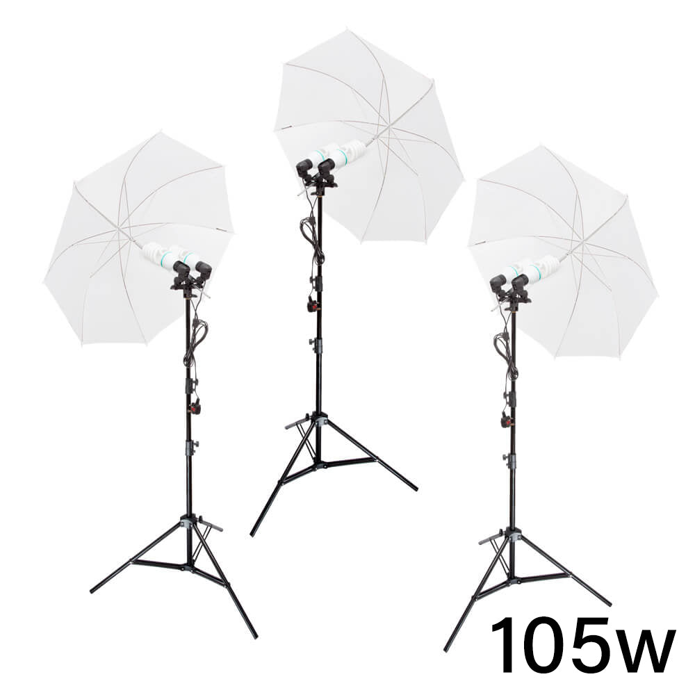 DUOLiTE E27 Continuous Lighting Studio Triple Kit with Umbrella