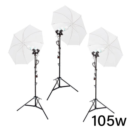 DUOLiTE E27 Continuous Lighting Studio Triple Kit with Umbrella