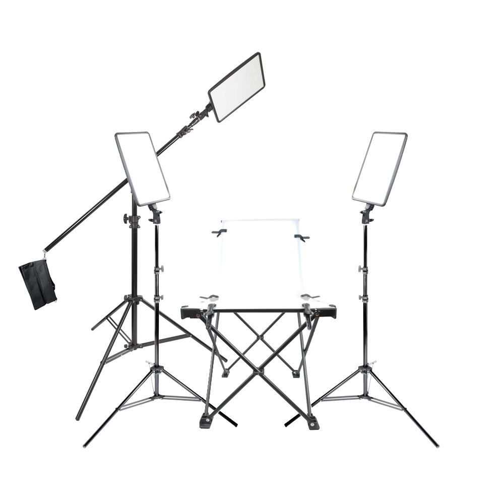 GLOWPAD 350S Daylight Balanced Three Head Boom Kit with 60x130cm Shooting Table