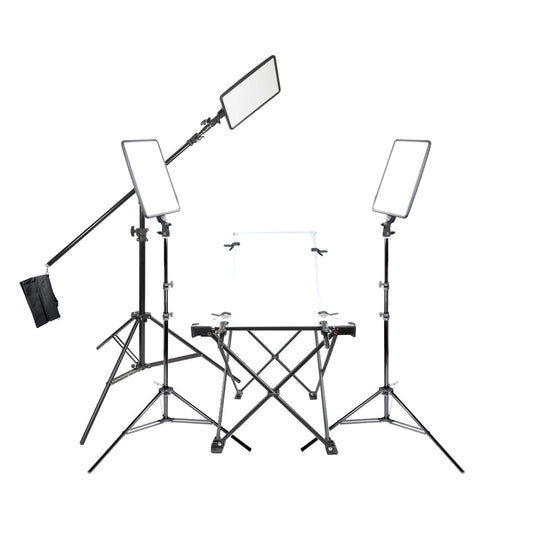 GLOWPAD 350S Daylight Balanced Three Head Boom Kit with 60x130cm Shooting Table