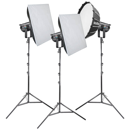 GODOX SL150R RGB LED Video Continuous Light Three Head Softbox Lighting Kit