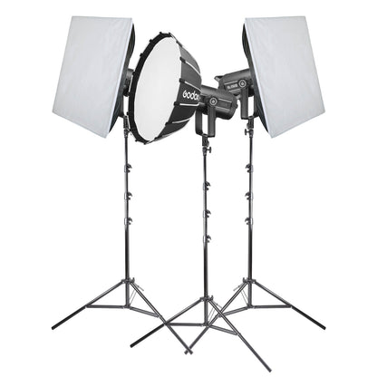 Godox SL150III Daylight Balanced LED Light Three Head Softbox Lighting Kit